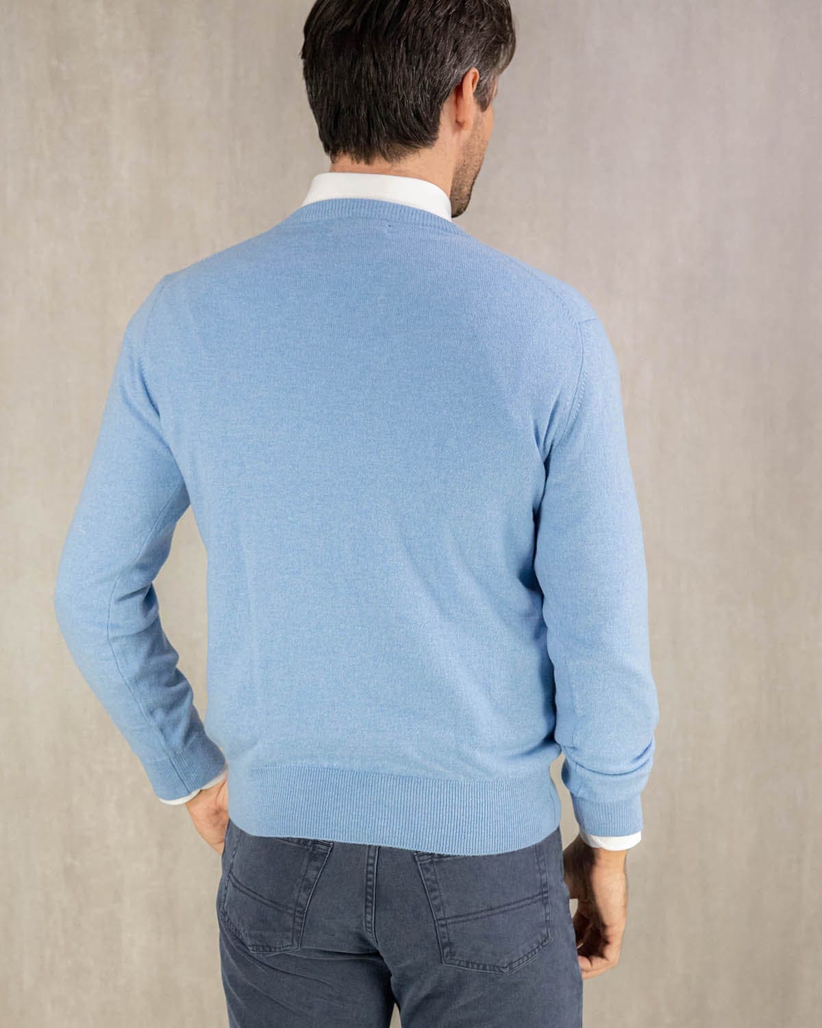 Plain Light Blue Cashmere Sweater