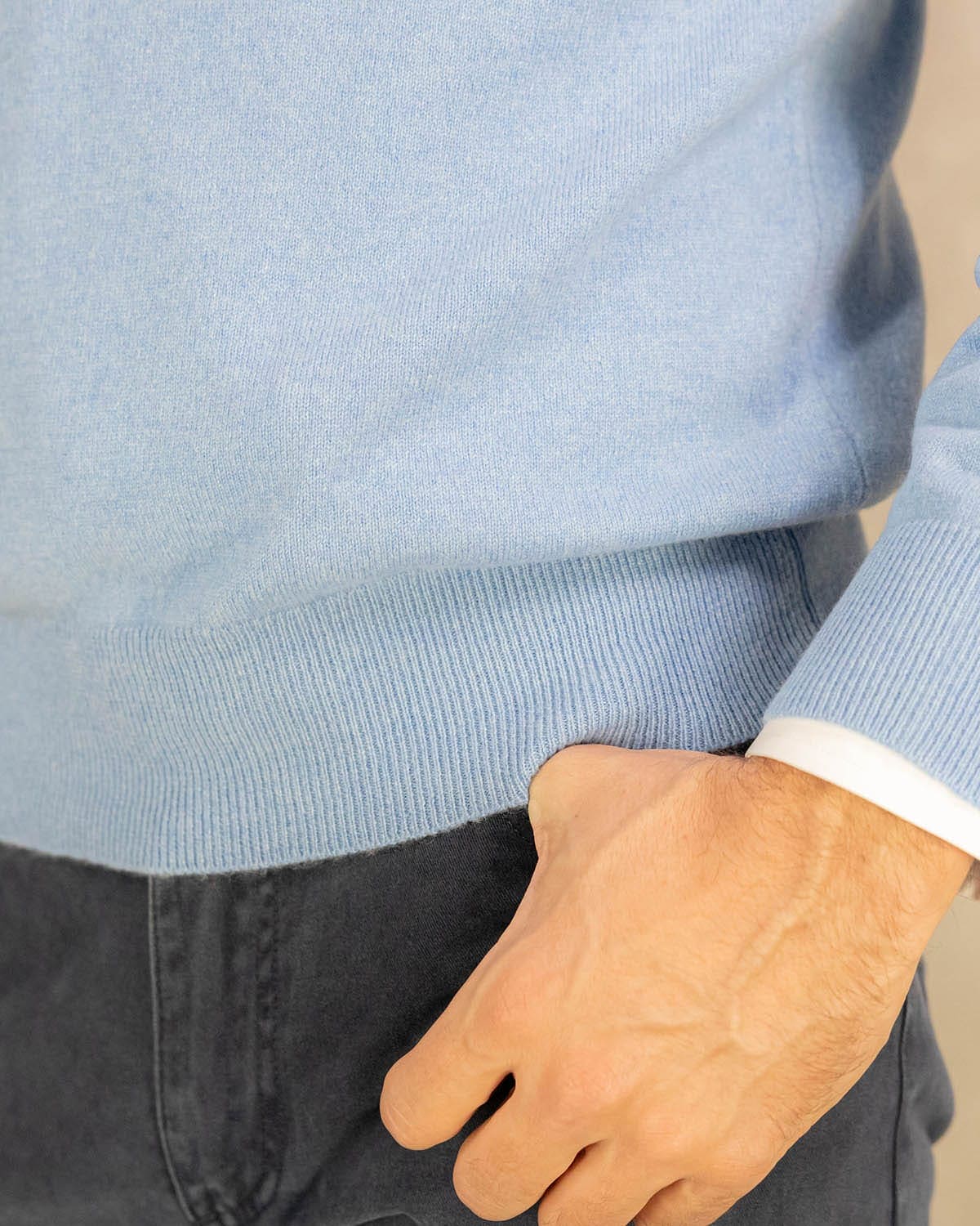 Plain Light Blue Cashmere Sweater