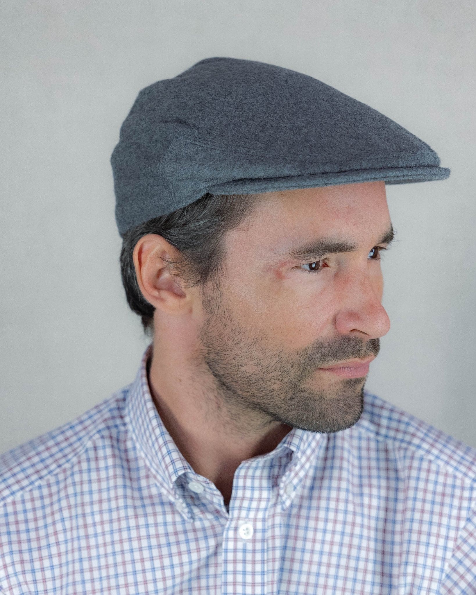 Plain Light Grey Loden Wool Made In England Flat Cap