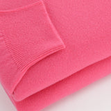Plain Light Pink 2-Ply Cashmere V-Neck Sweater