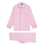 Plain Lilac End On End Cotton Pyjamas With Navy Piping