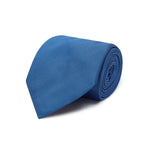 Plain Mid Blue Herringbone Woven Silk Tie