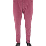 Plain Mulberry Red Cotton Jeans