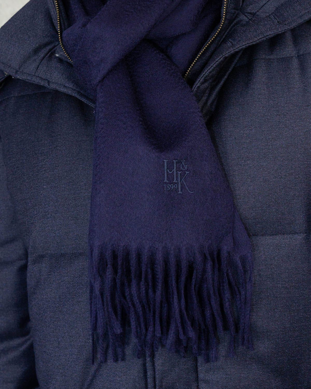 Plain Navy 100% Cashmere Scarf