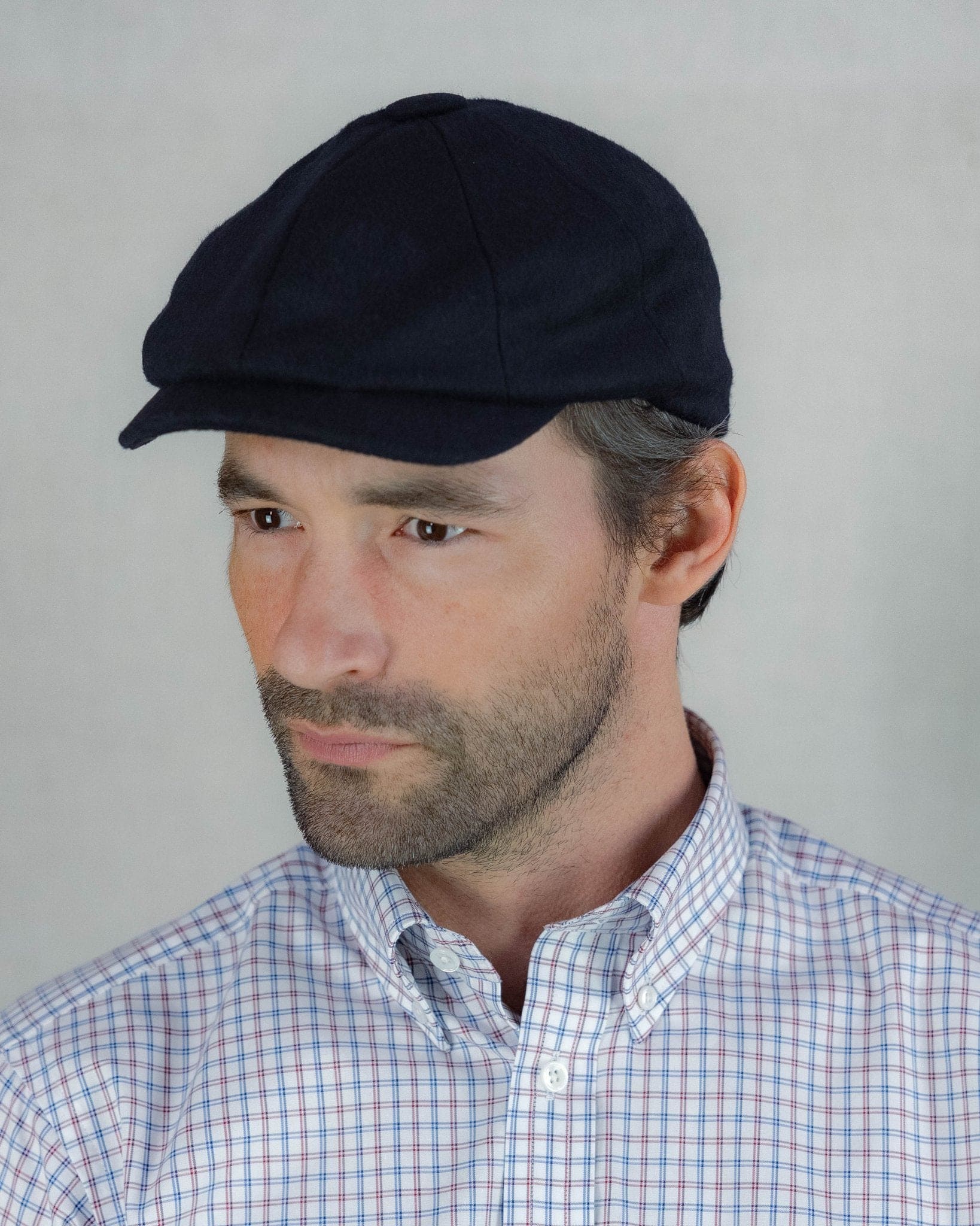 Plain Navy Loden Wool Made In England Gatsby Cap