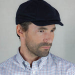 Plain Navy Loden Wool Made In England Gatsby Cap