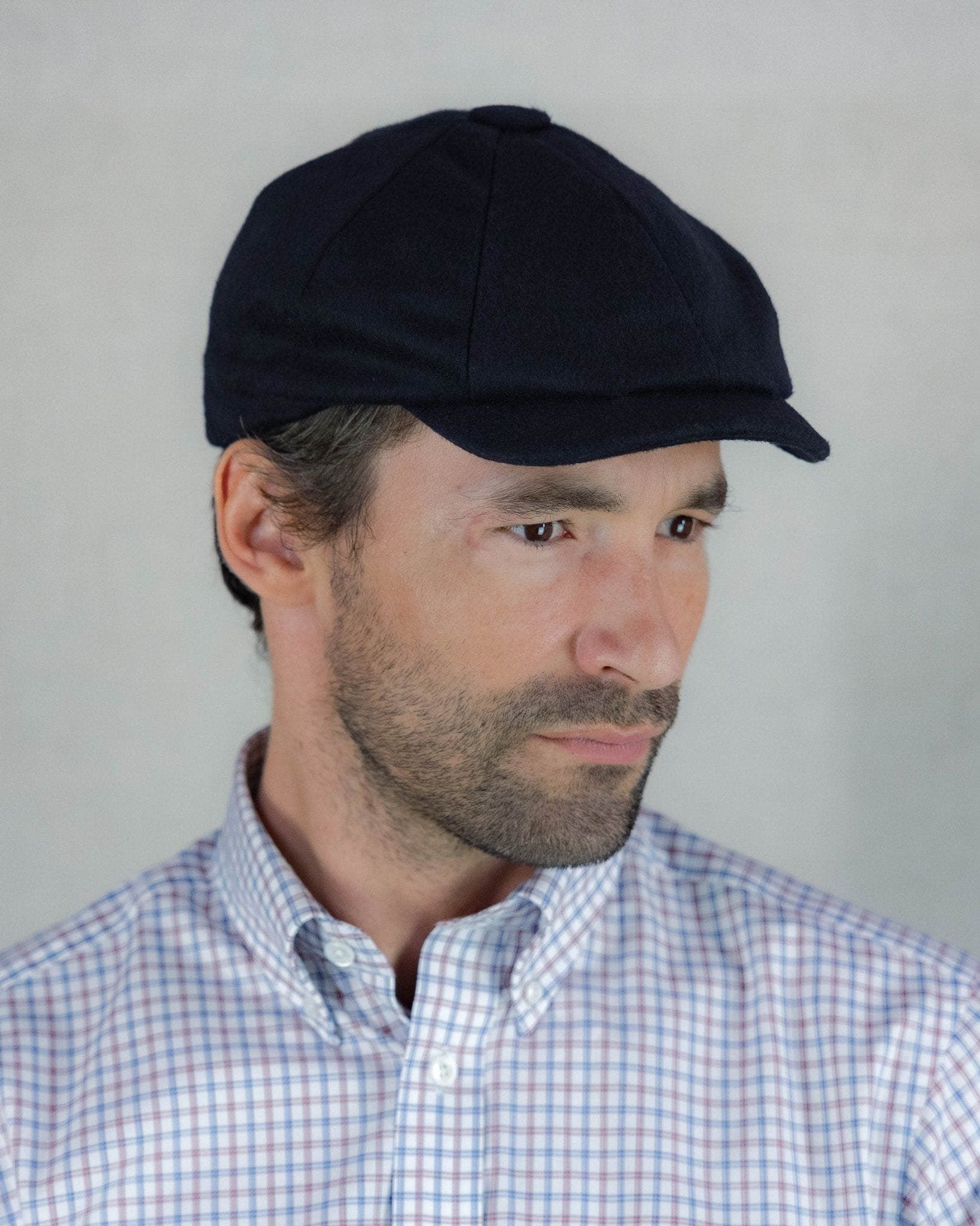 Plain Navy Loden Wool Made In England Gatsby Cap