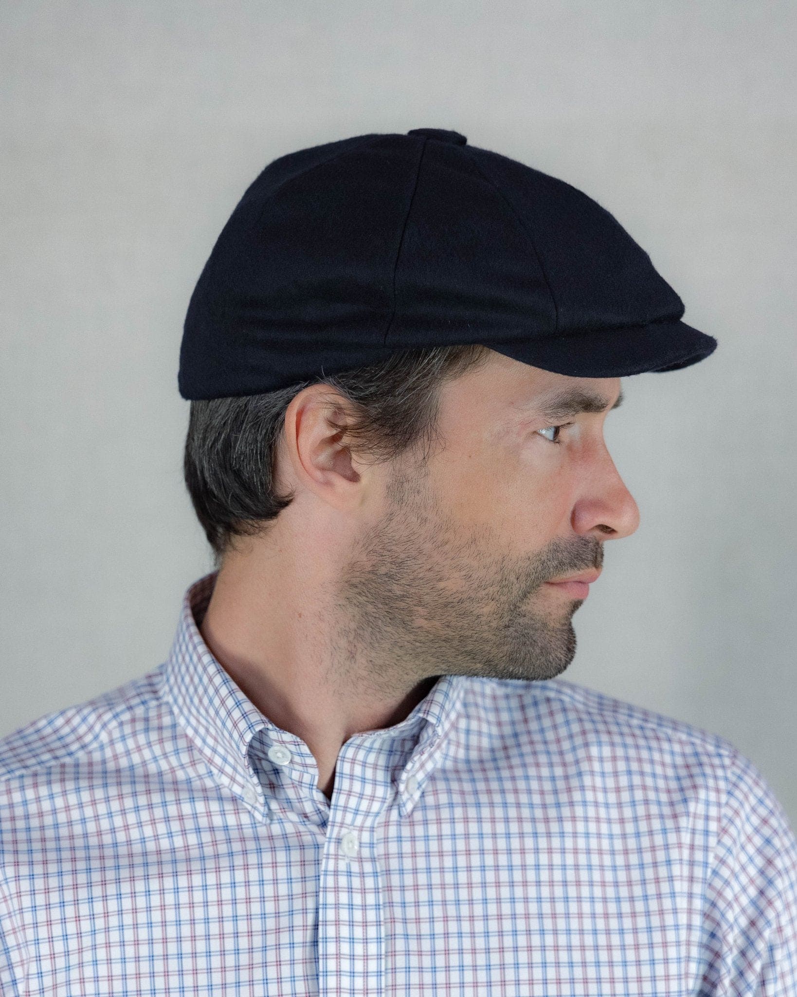 Plain Navy Loden Wool Made In England Gatsby Cap