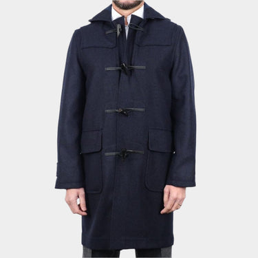 Plain Navy Loro Piana 100% Wool Duffle Coat