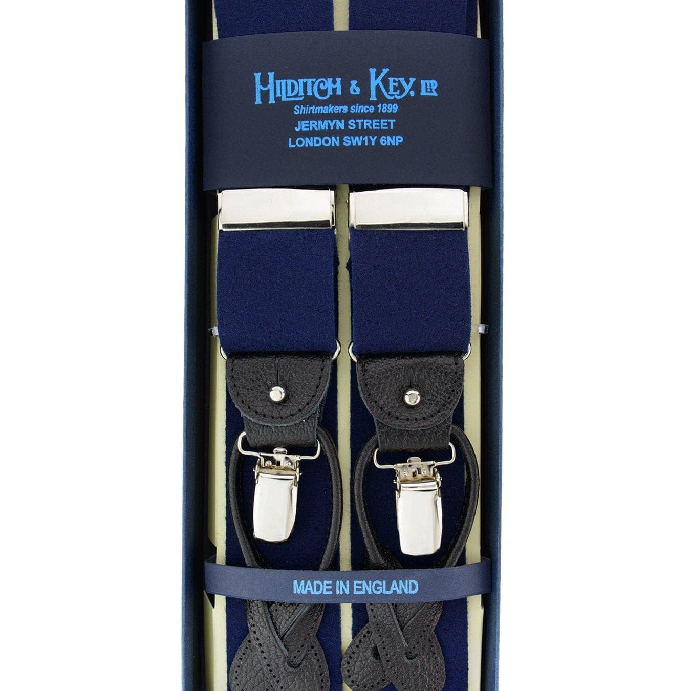 Plain Navy Pure Wool Boxcloth Braces