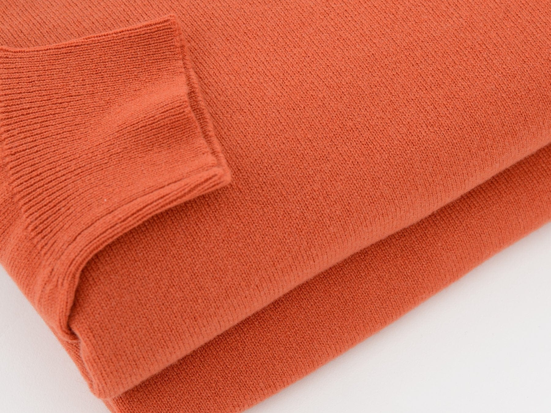Plain Orange 2-Ply Cashmere V-Neck Pullover