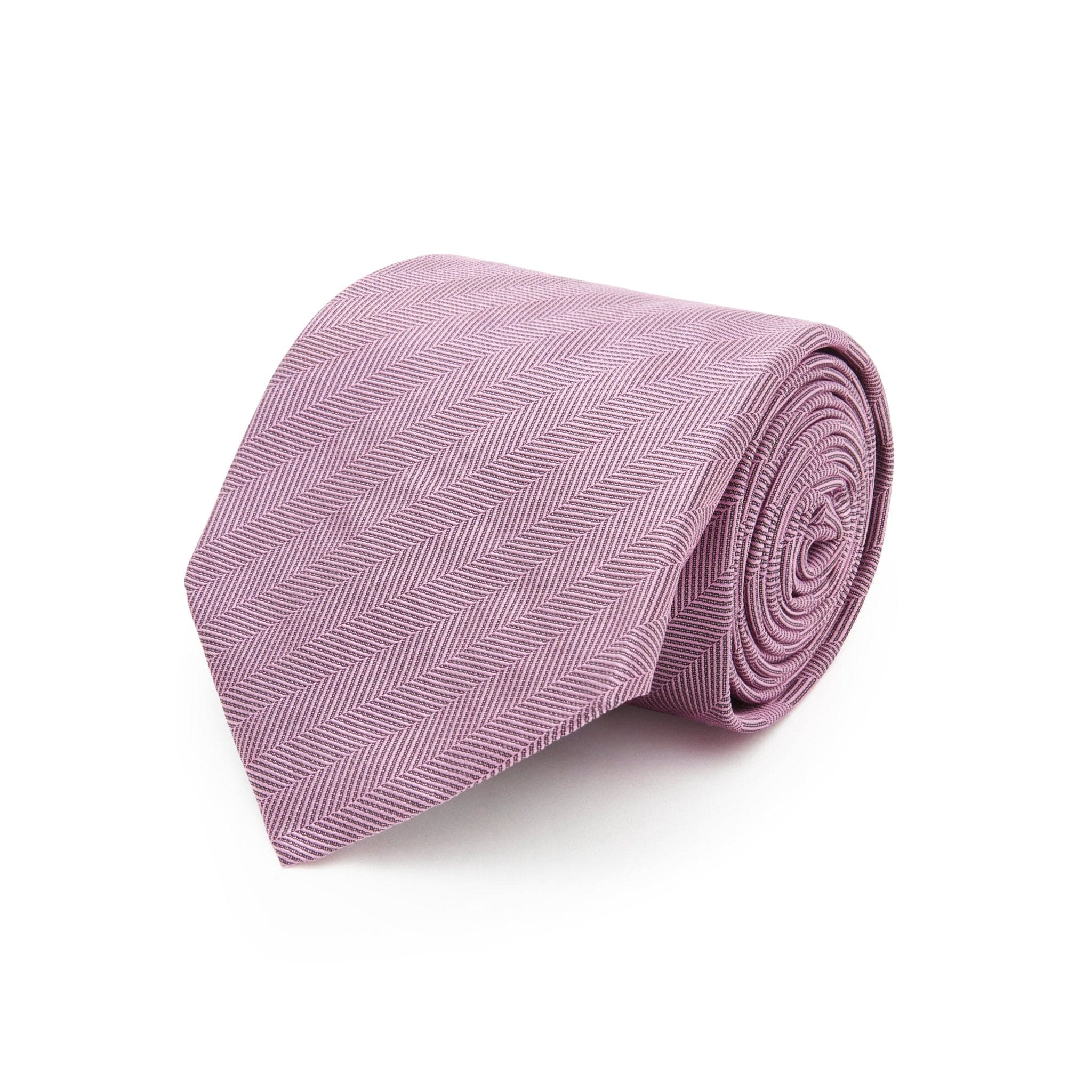 Plain Pink Herringbone Woven Silk Tie