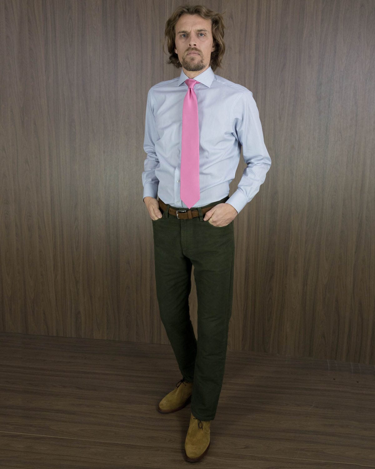 Plain Pink Printed Silk Tie