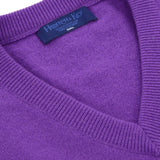 Plain Purple 2-Ply Cashmere V-Neck Sweater