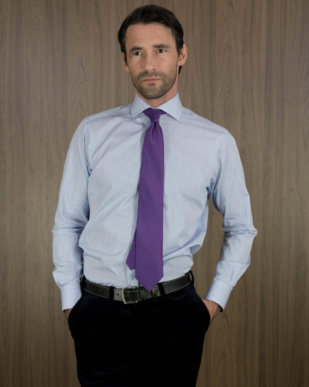 Plain Purple Printed Silk Tie