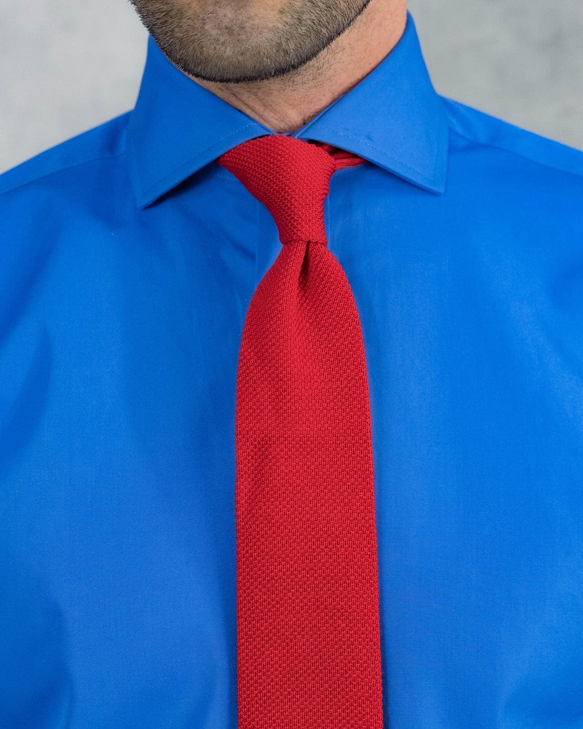 Plain Red Knitted Silk Tie