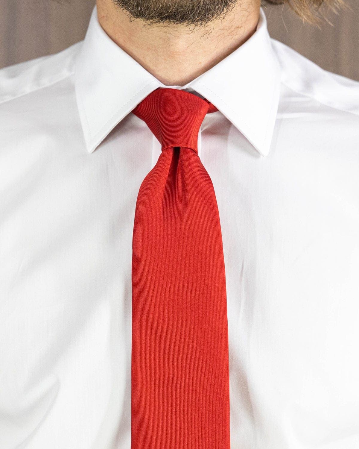 Plain Red Printed Silk Tie