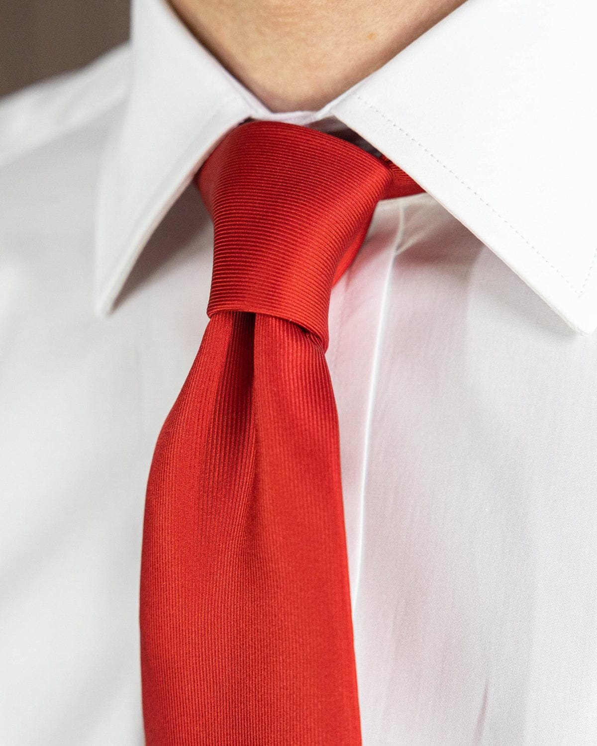 Plain Red Printed Silk Tie