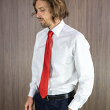 Plain Red Printed Silk Tie