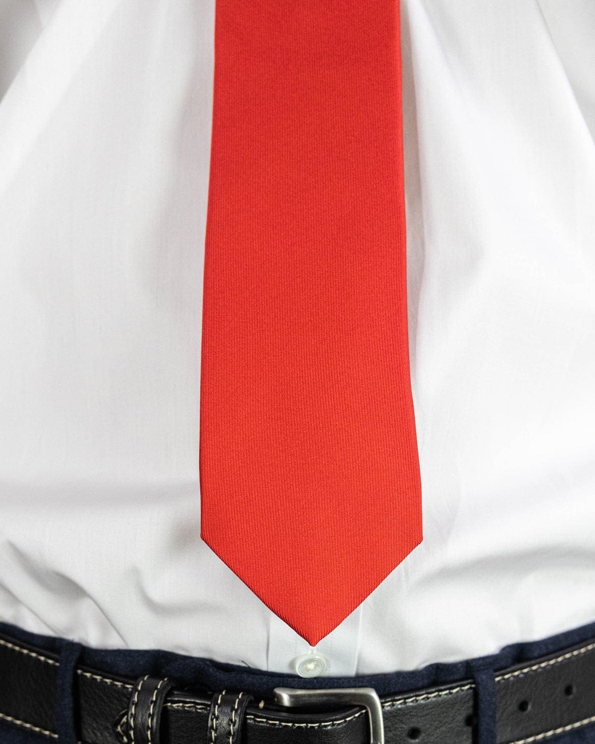 Plain Red Printed Silk Tie