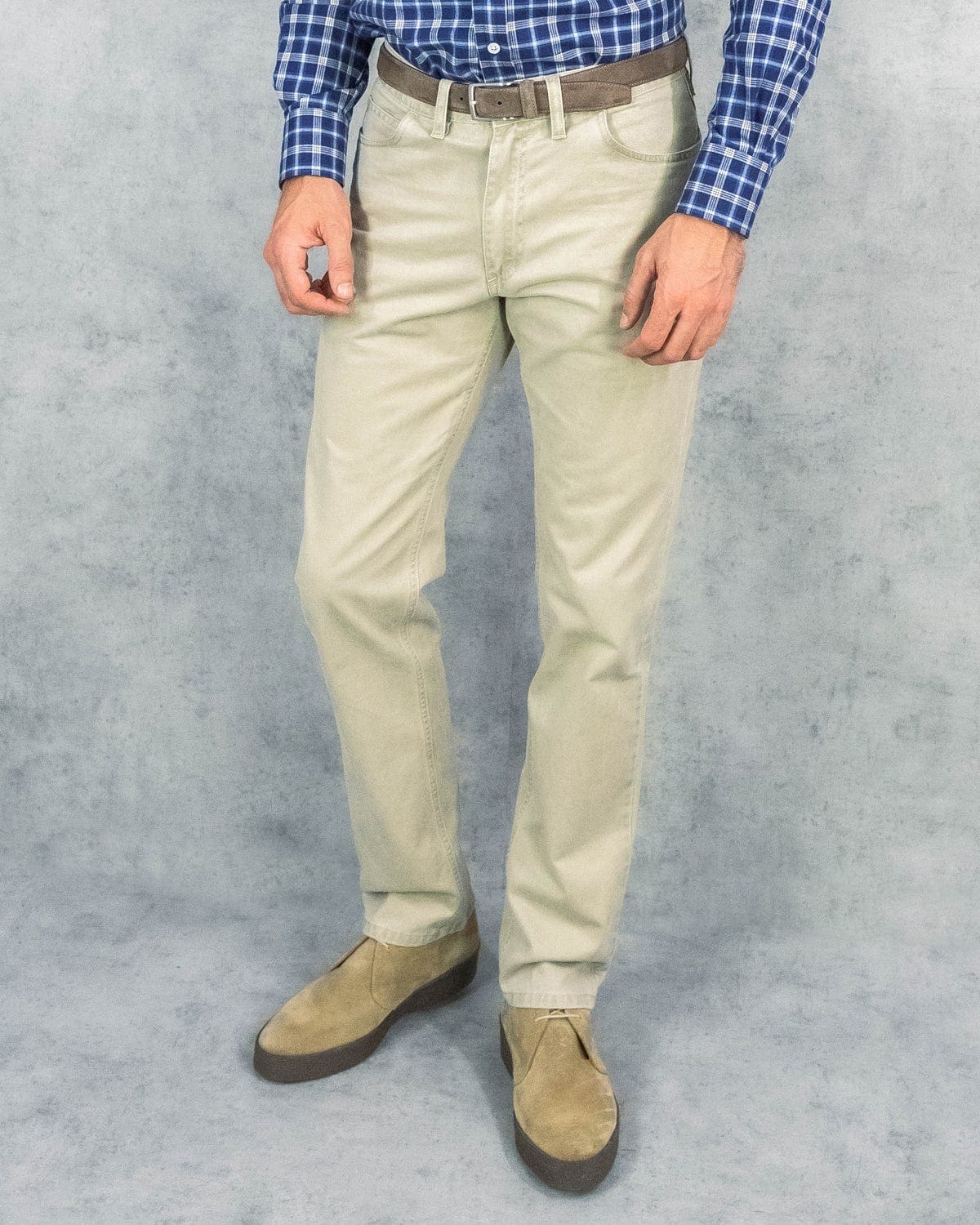 Plain Stone White Cotton Jeans