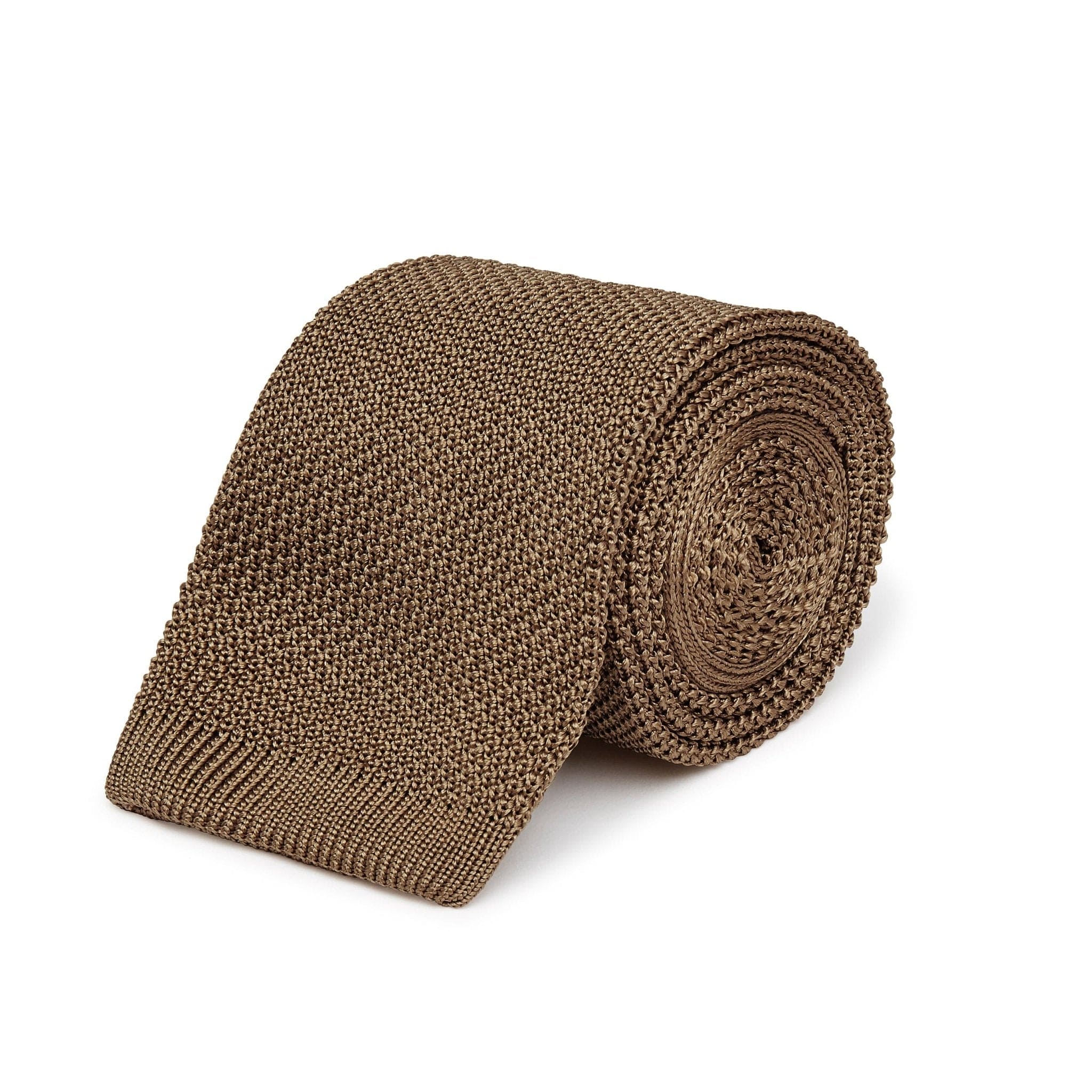 Plain Taupe Knitted Silk Tie