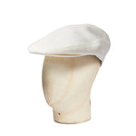 Plain Warm White Linen Flat Cap