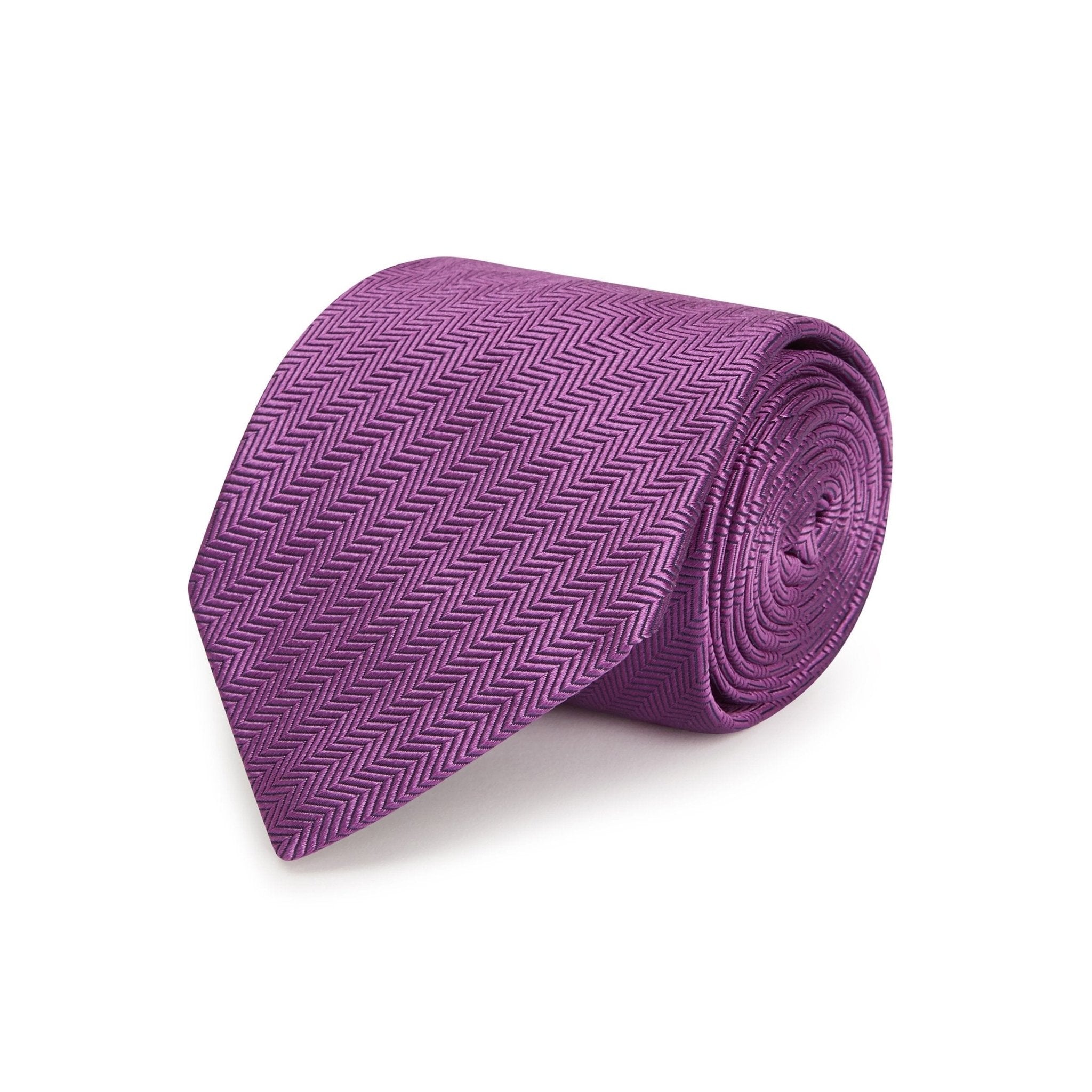 Purple Herringbone Woven Silk Tie