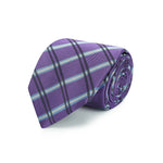 Purple Large Overchecked Woven Silk Tie