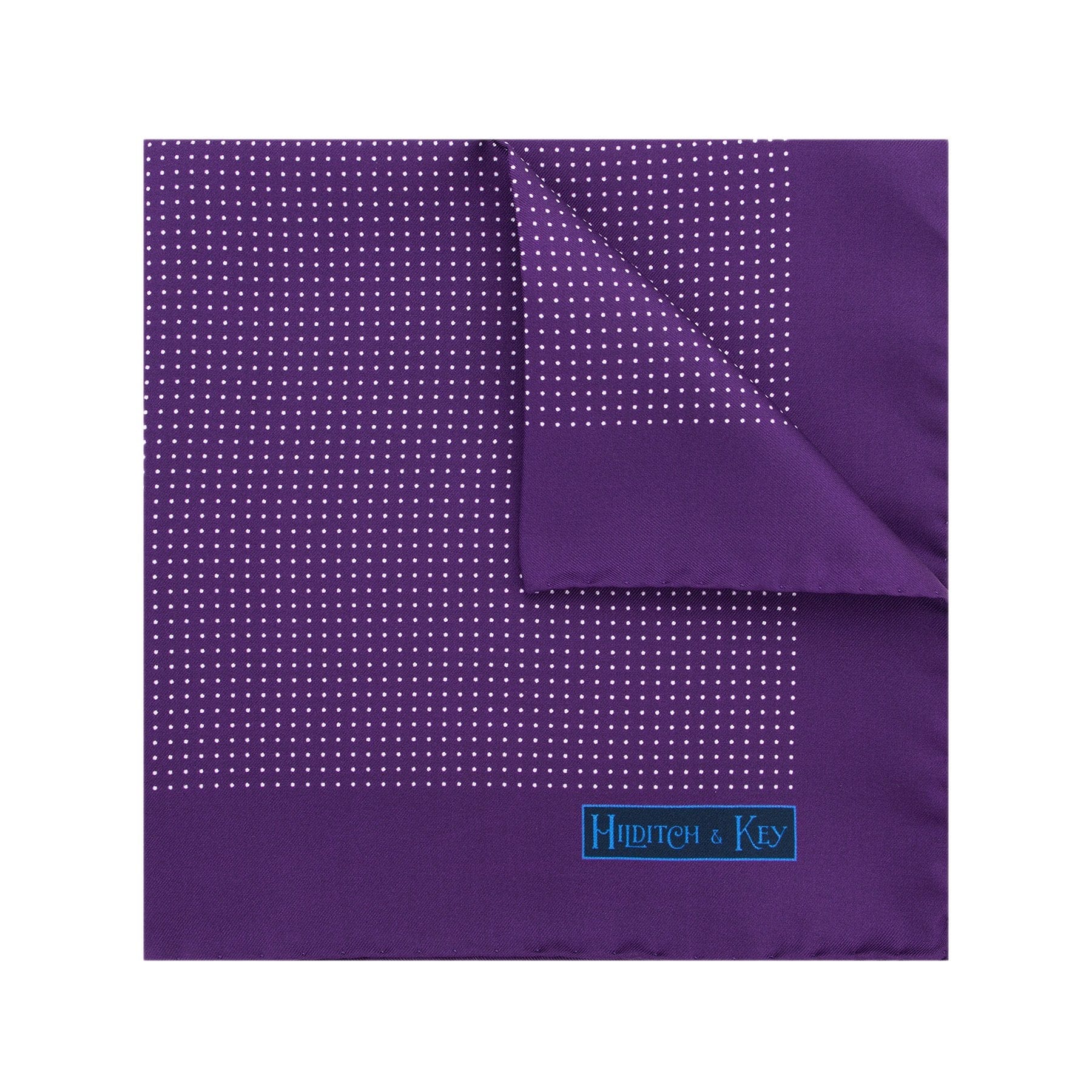 Purple Silk Handkerchief with White Pin Spots