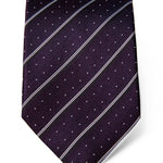 Purple Silk Tie with White & Green Stripes