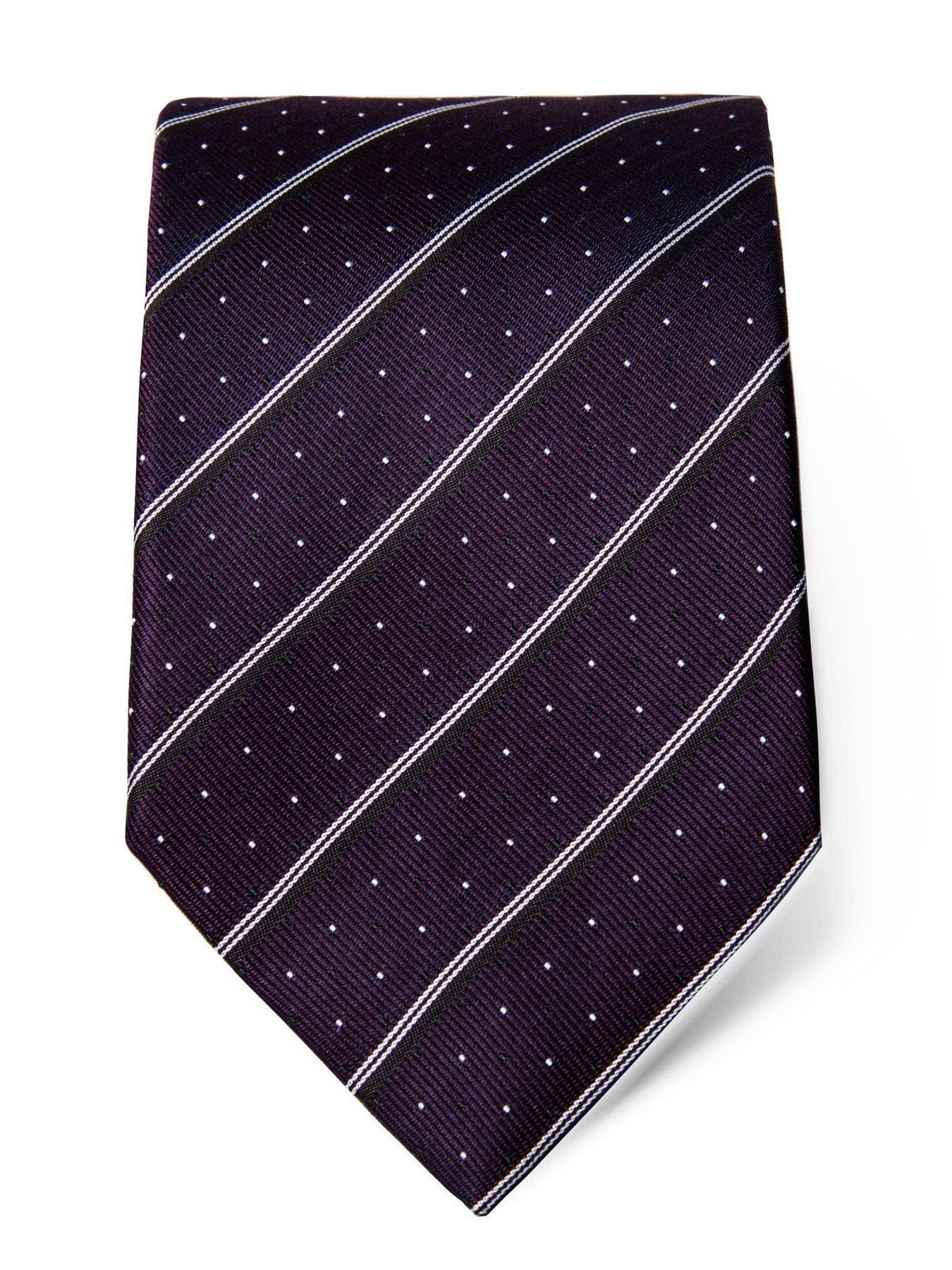 Purple Silk Tie with White & Green Stripes
