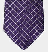 Purple Silk Tie with White Squares
