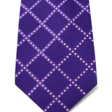 Purple with White Dotted Grid Woven Silk Tie