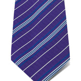 Purple Woven Silk Tie with Royal Blue & White Stripes
