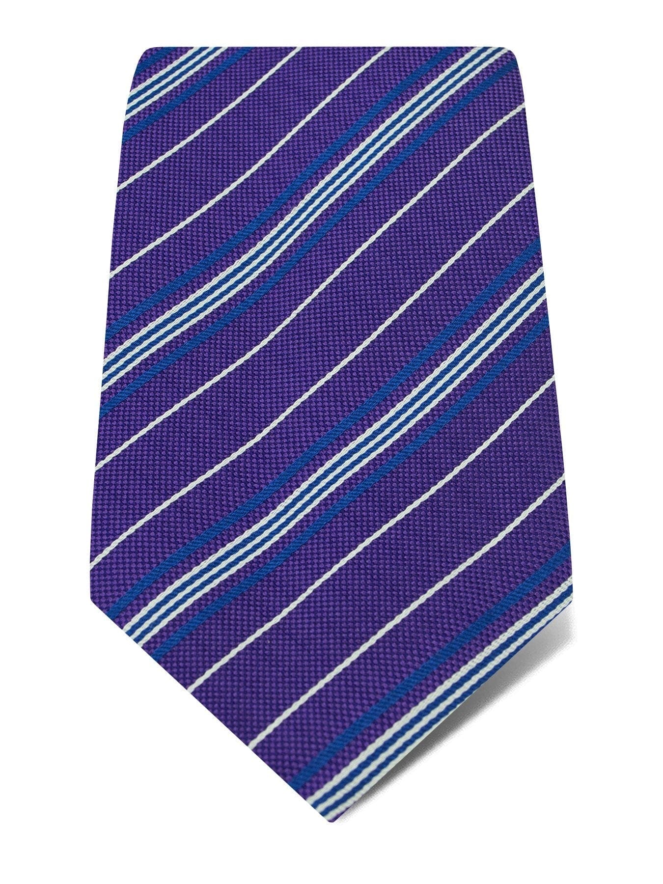 Purple Woven Silk Tie with Royal Blue & White Stripes