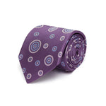 Purple Woven Silk Tie with White & Blue Circles