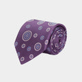 Purple Woven Silk Tie with White & Blue Circles