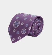 Purple Woven Silk Tie with White & Blue Circles