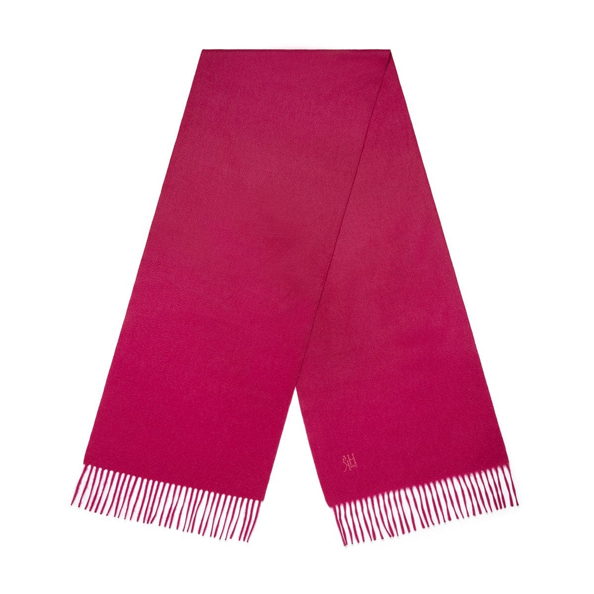 Raspberry 100% Cashmere Scarf With Embroidary