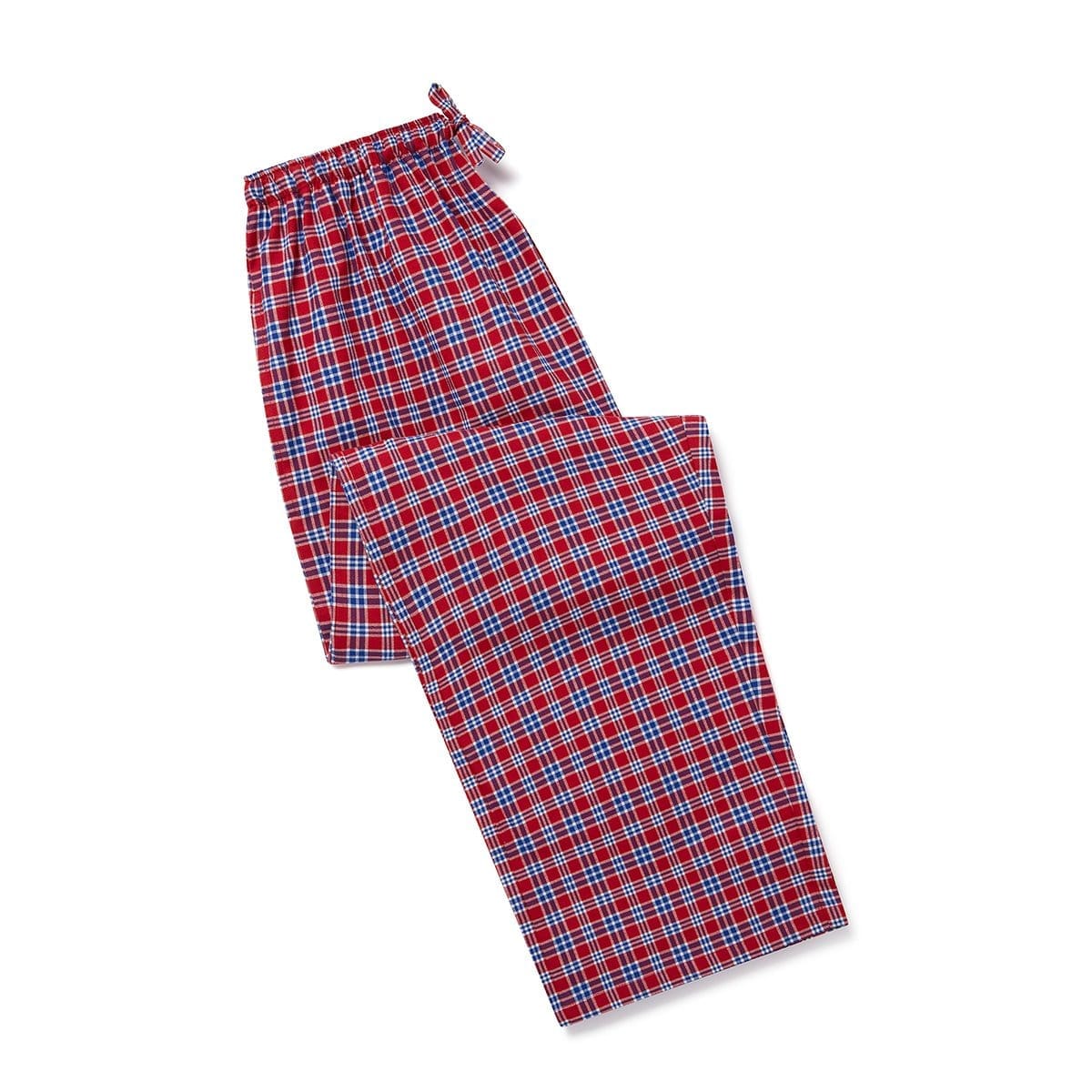 Red, Blue & White Checked Brushed Cotton Loungewear Bottoms