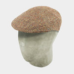 Red & Cream Herringbone Wool Flat Cap