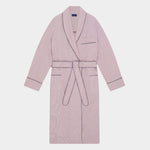 Red Fine Bengal Cotton Gown With Navy Piping