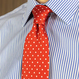 Red Printed Silk Tie with White Medium Spots