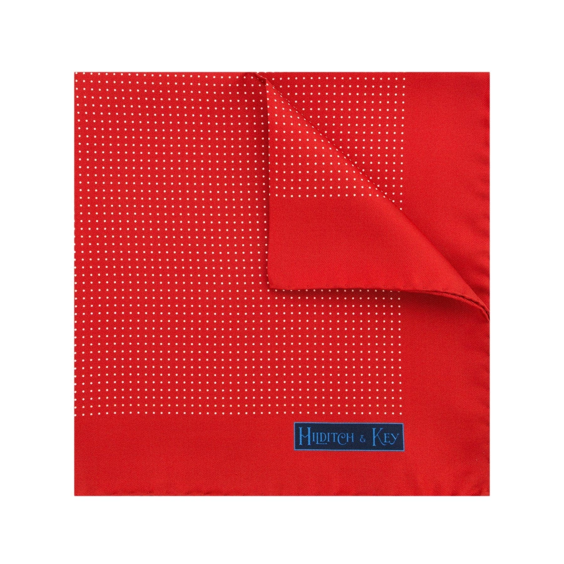 Red Silk Handkerchief with White Pin Spots