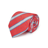 Red & White Stripe Woven Silk Tie