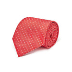 Red With White Small Spot Woven Silk Tie