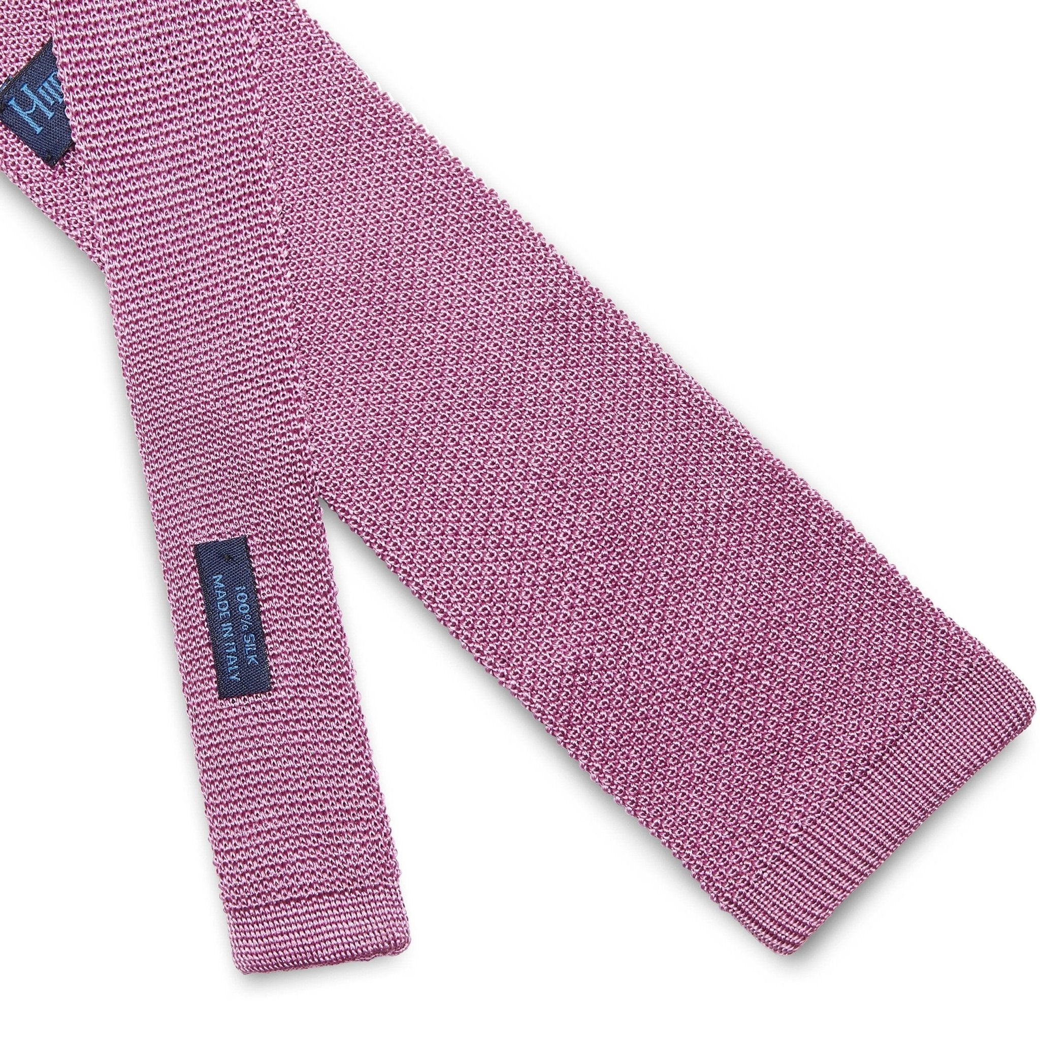 Rose Pink Knitted Silk Tie with White Spots