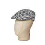 Royal Blue & Cream Open Check Cotton & Linen Roma Cap