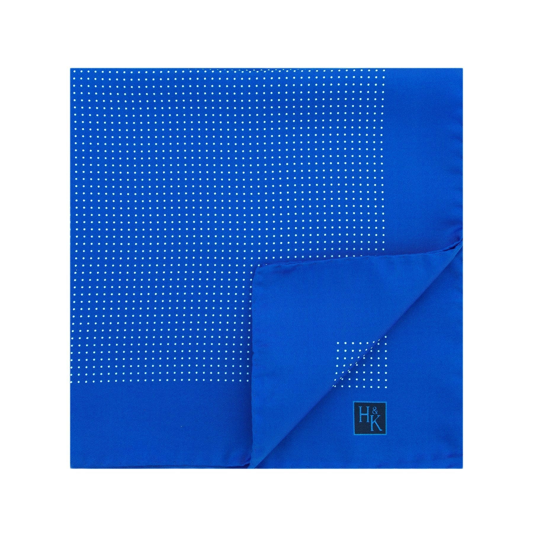 Royal Blue Silk Handkerchief with White Pin Spots